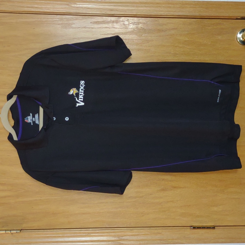 Minnesota Vikings Polo shirt Cool Base Mens Large Magestic Black Purple football